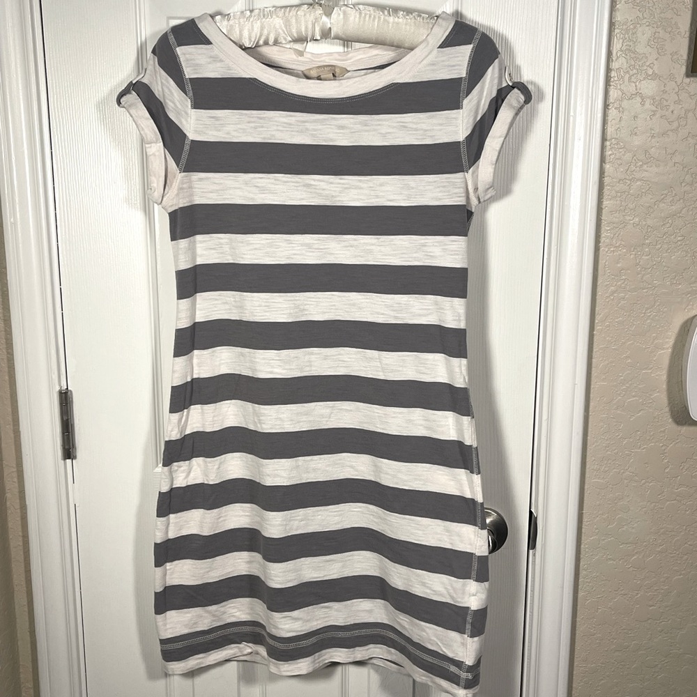 Banana Republic Factory Grey Striped T-Shirt Dress Sz Small